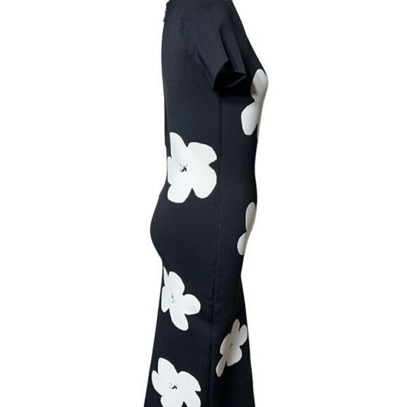 Pink Tartan Short Sleeve Floral Bodycon  Sweater Dress Size Small - Picture 2 of 4